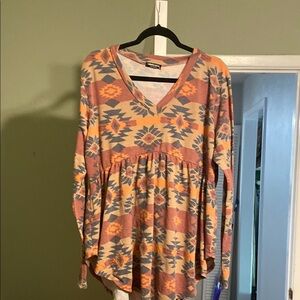 HEIMISH USA Pink Long Sleeve Peplum Blouse